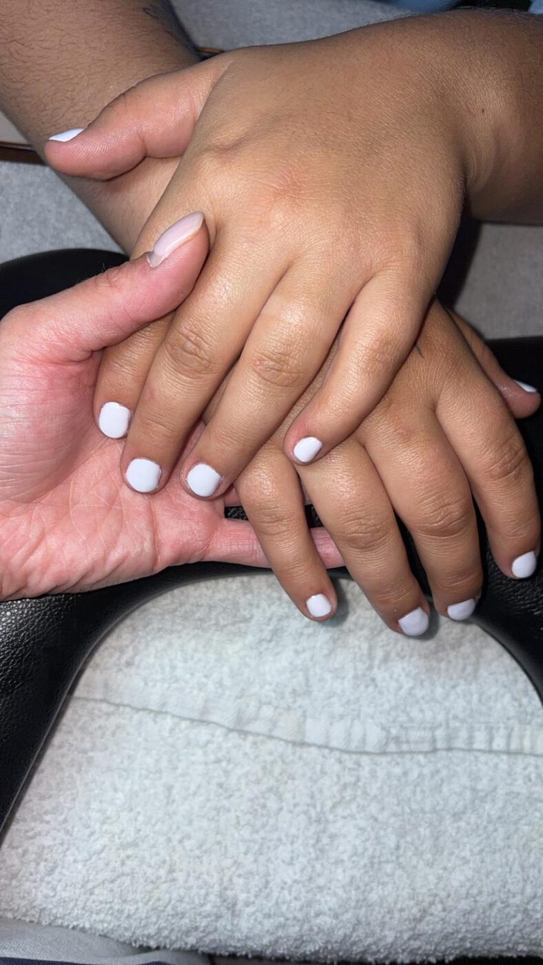 Milky white nails